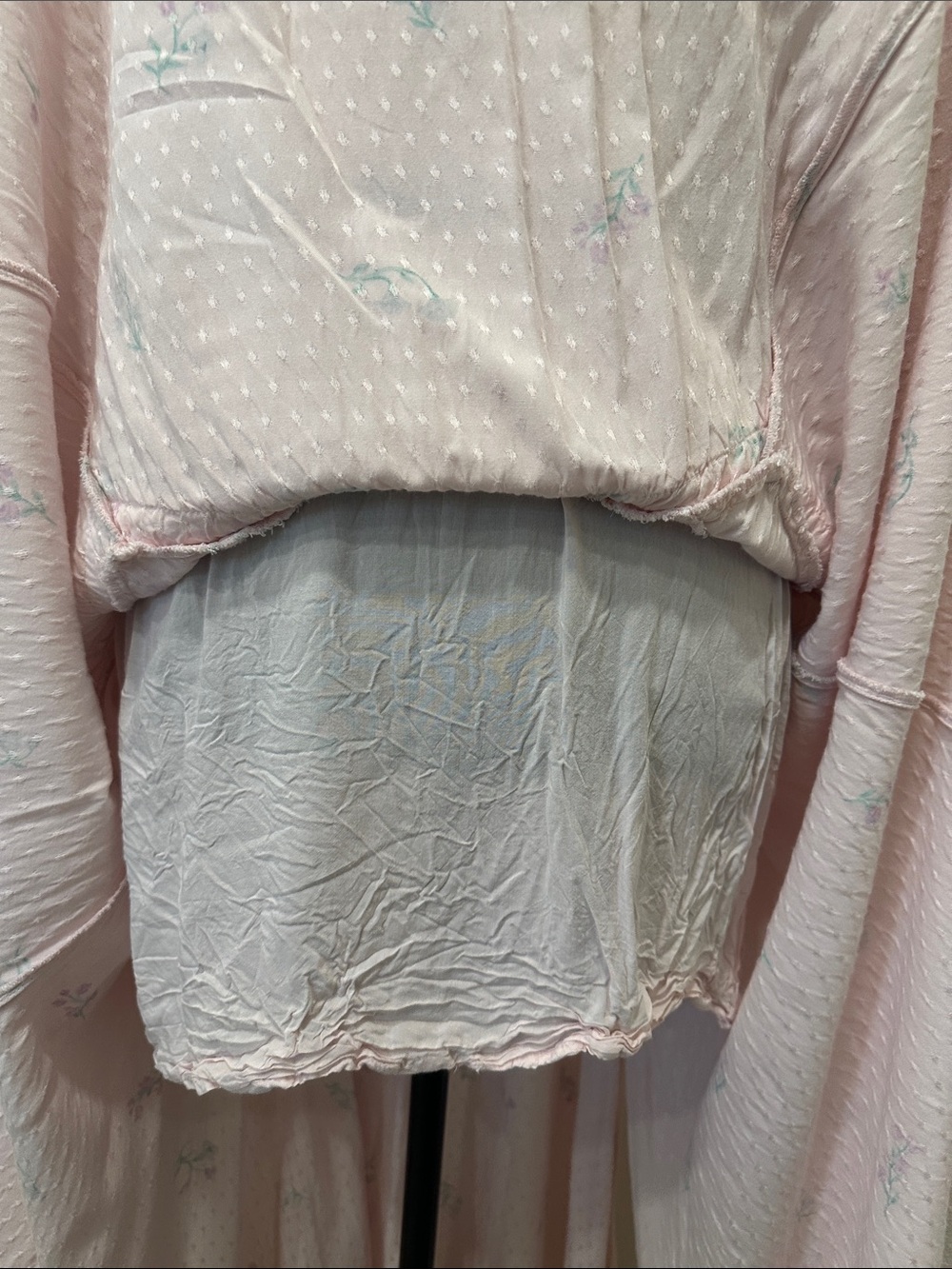 Free People Pale Pink Floral Maxi Dress with Lace Insets - Picture 10 of 13